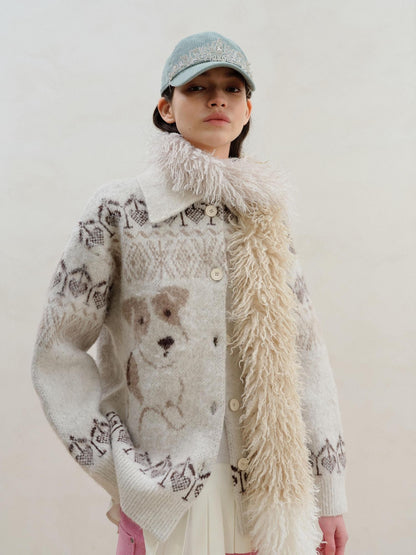 wii wil Cat Fox Terrier Fair Isle Jacquard Women&