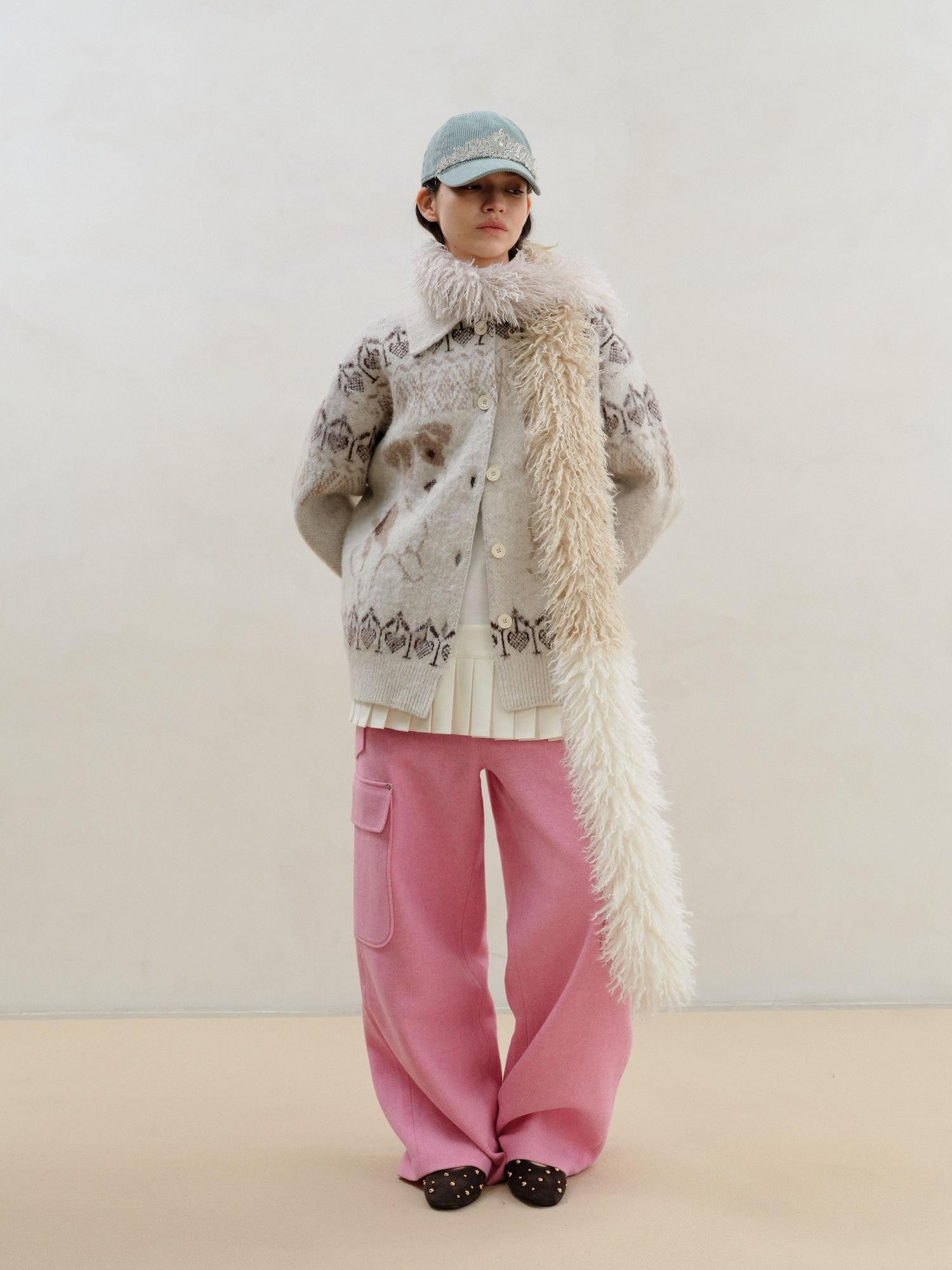 wii wil Cat Fox Terrier Fair Isle Jacquard Women&