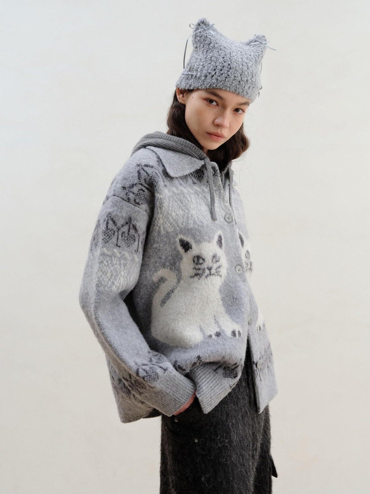 wii wil Cat Fox Terrier Fair Isle Jacquard Women&