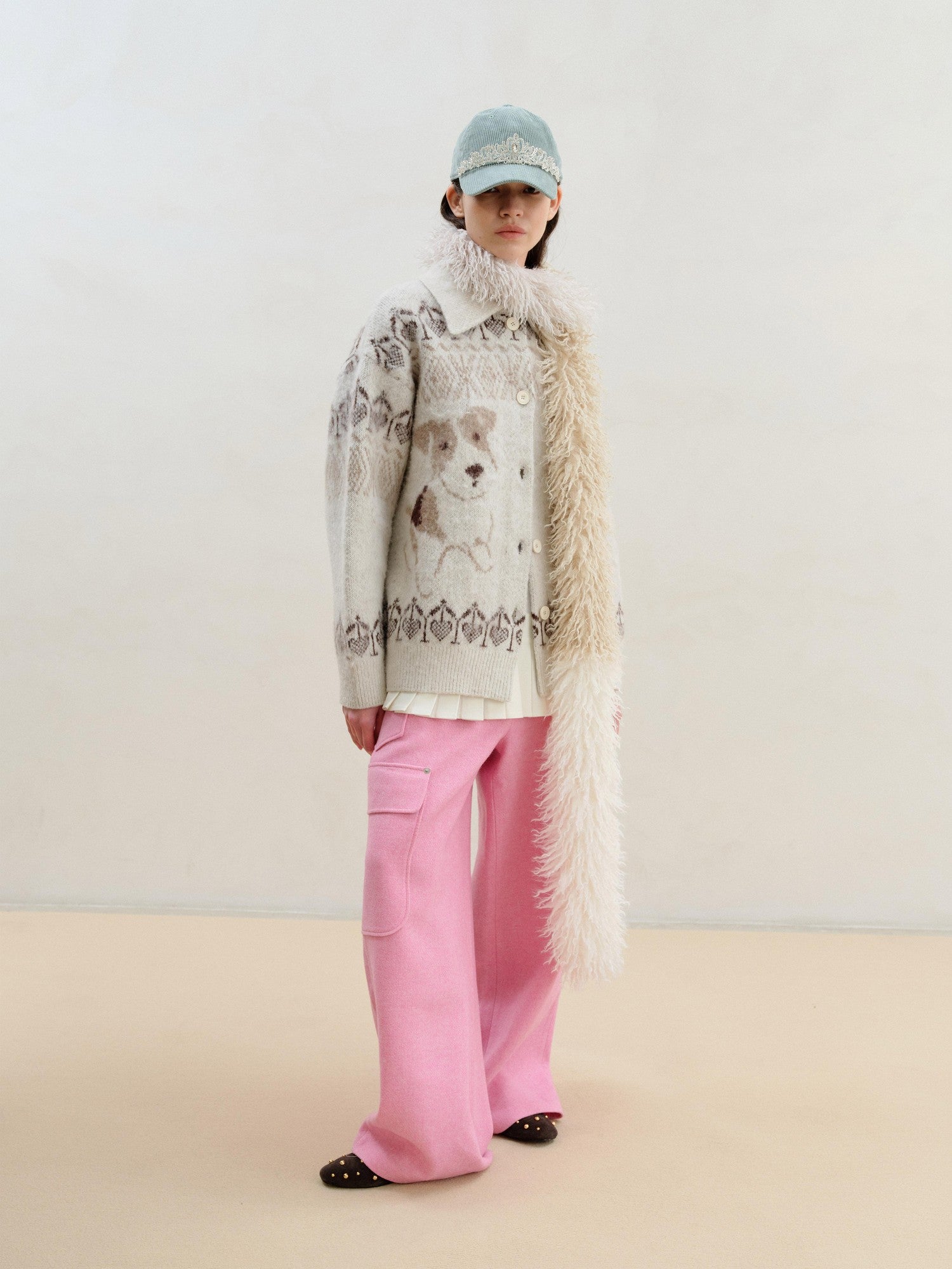 wii wil Cat Fox Terrier Fair Isle Jacquard Women&