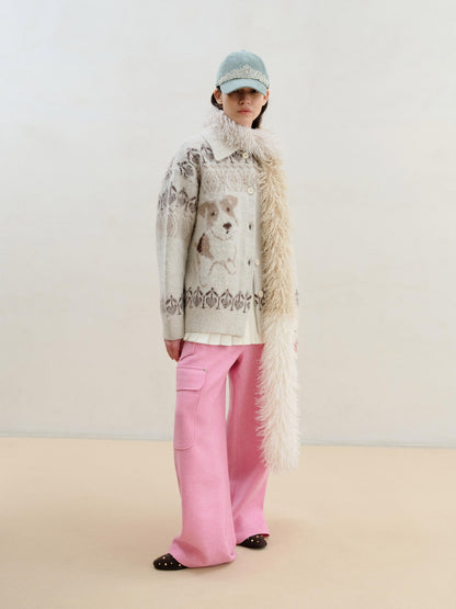 wii wil Cat Fox Terrier Fair Isle Jacquard Women&