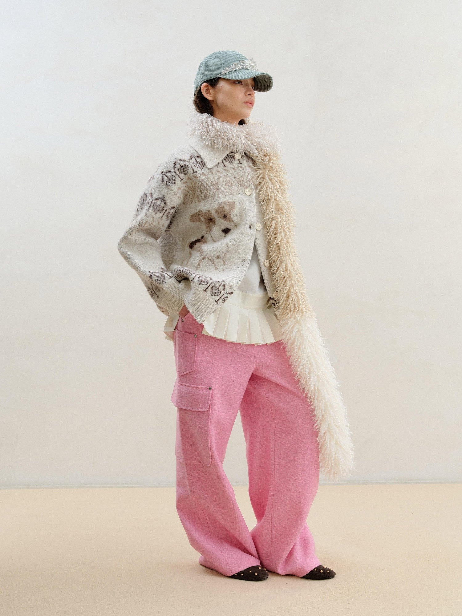 wii wil Cat Fox Terrier Fair Isle Jacquard Women&