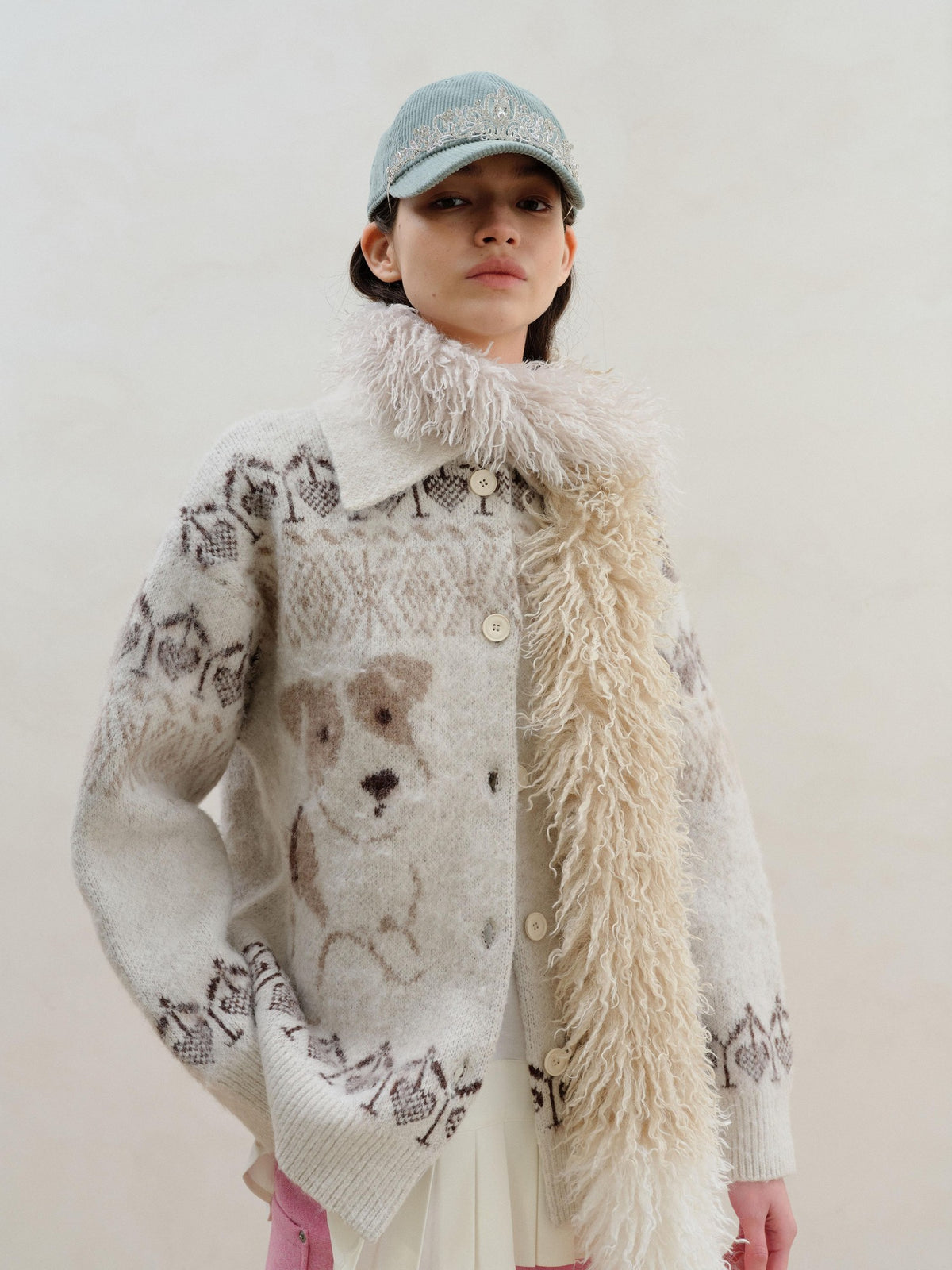 wii wil Cat Fox Terrier Fair Isle Jacquard Women&