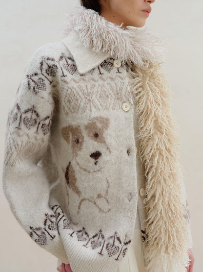 wii wil Cat Fox Terrier Fair Isle Jacquard Women&