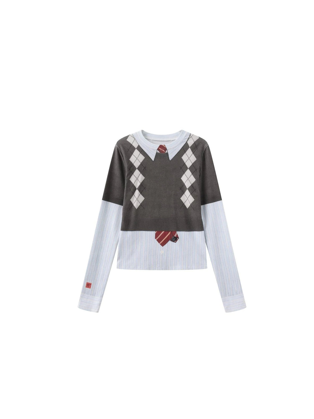Classic Print Layered Look Knit Top