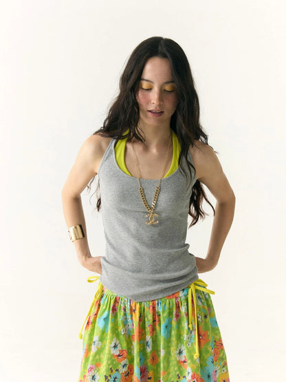 Contrast Trim Layered Tank Top