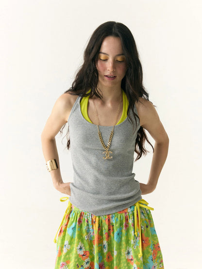 Contrast Trim Layered Tank Top