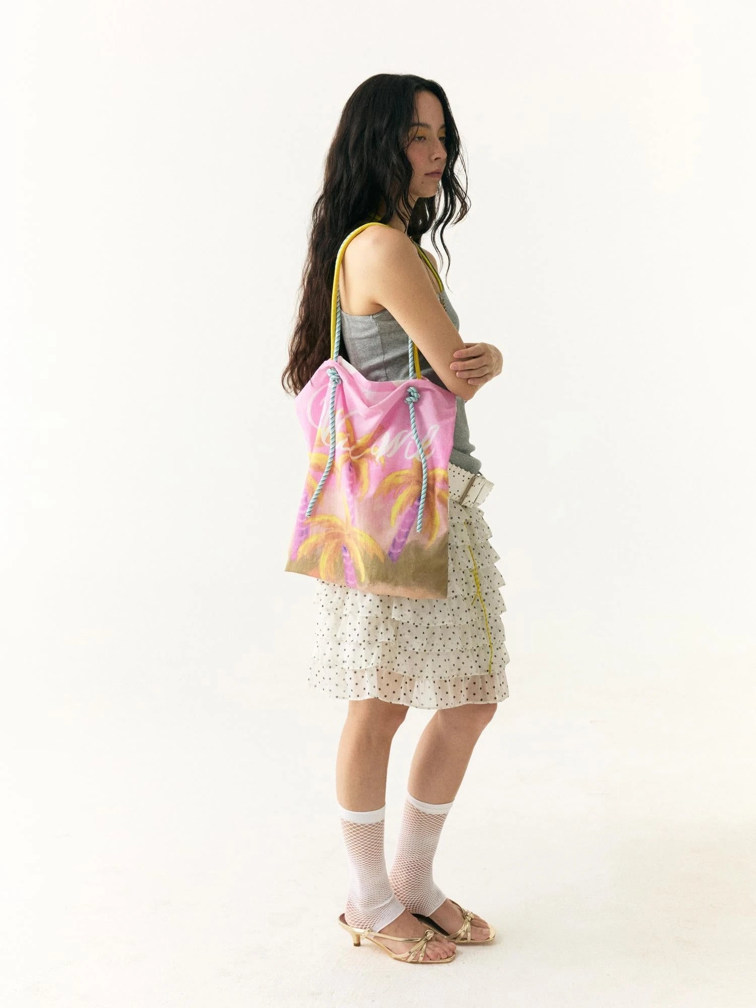 Double Sided Palm Print Shoulder Bag