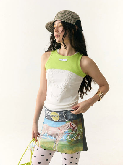 Floral Print Safety Shorts Skirt with Detachable Belt
