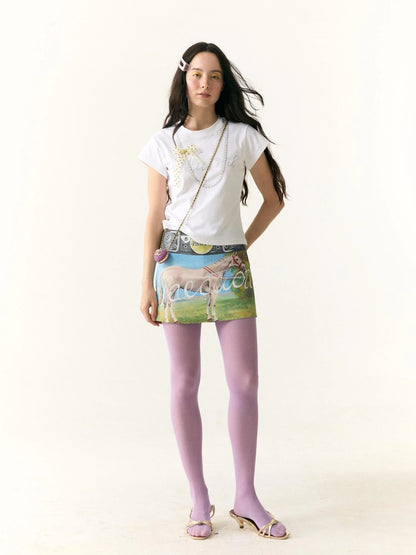 Floral Print Safety Shorts Skirt with Detachable Belt