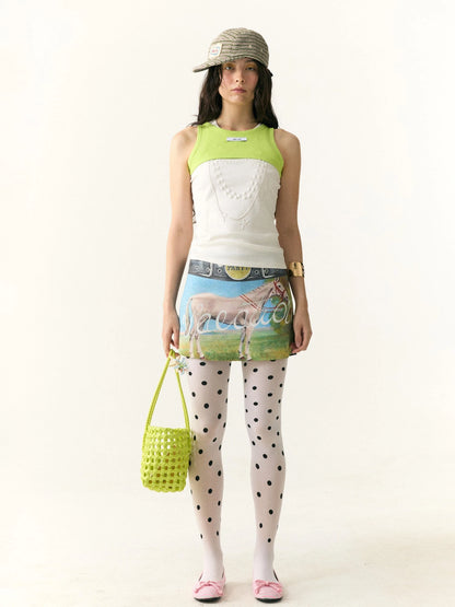 Floral Print Safety Shorts Skirt with Detachable Belt