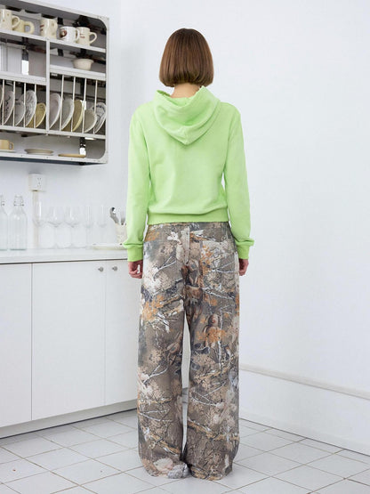 wii wil Fruit Green Millennial Print Washed Cropped Women&