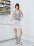 wii wil Gray Polka Dot Open Back Belted Loose U Neck Women&