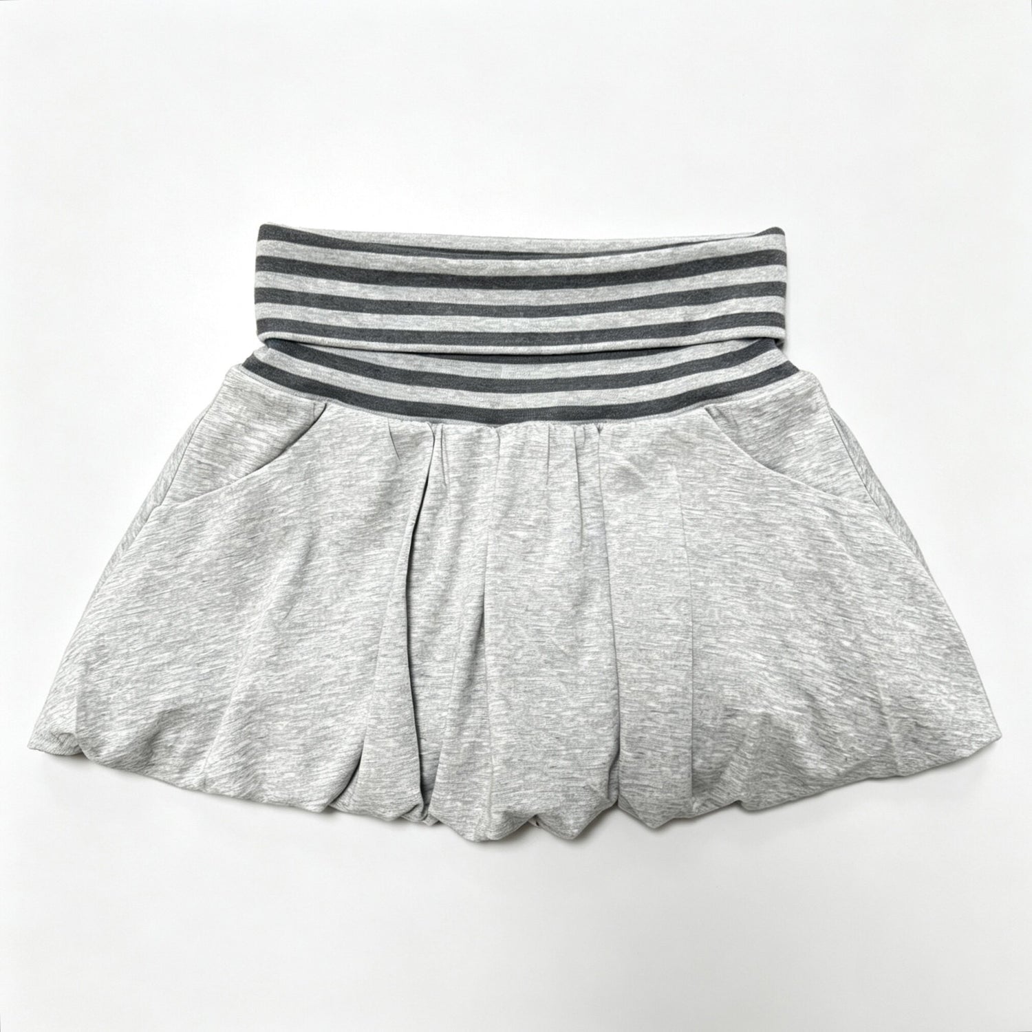 wii_wil_Gray_Striped_Waistband_Ruched_Bubble_Hem_Women&