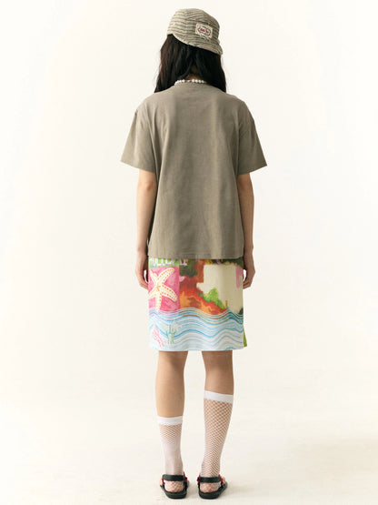 Hand Drawn Starfish Fruit Print T-shirt