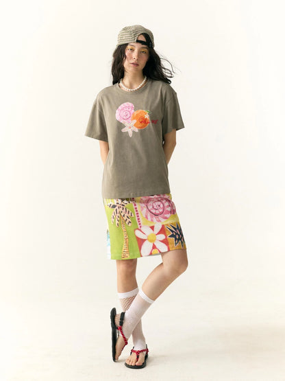 Hand Drawn Starfish Fruit Print T-shirt