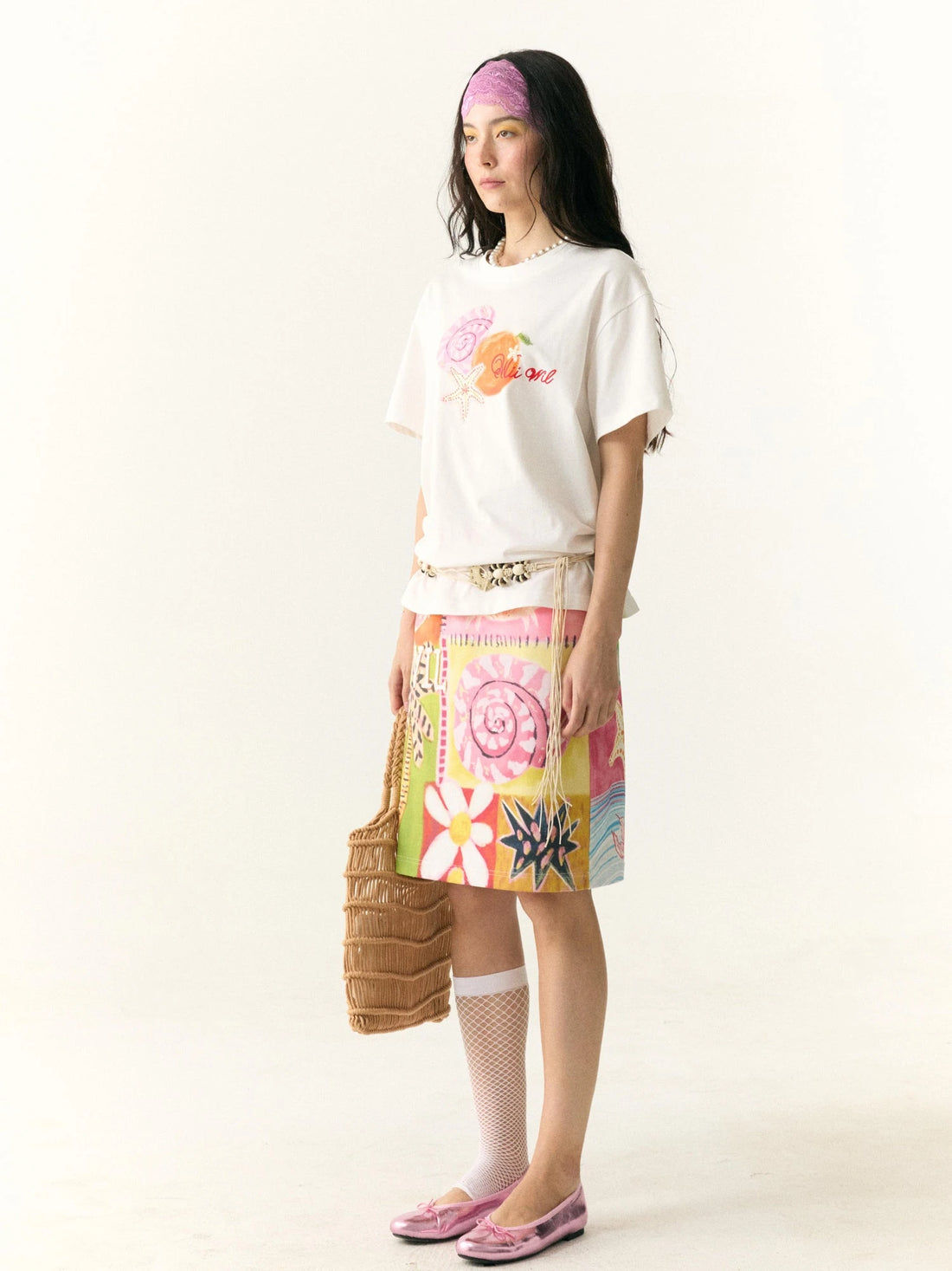 Hand Drawn Starfish Fruit Print T-shirt