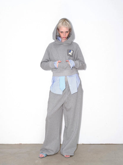 Hooded Sweatshirt With Dog Pocket Heather Gray