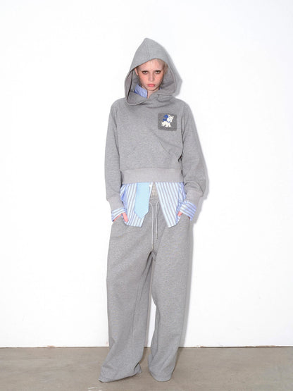 Hooded Sweatshirt With Dog Pocket Heather Gray