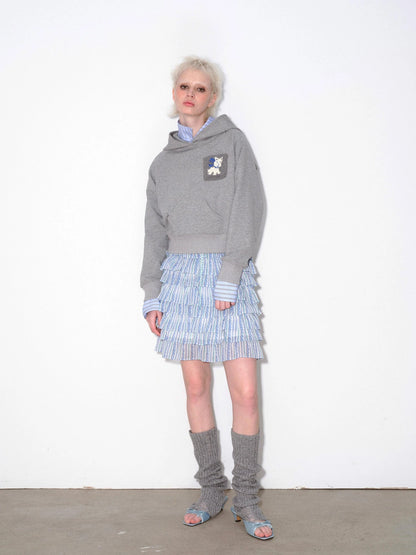 Hooded Sweatshirt With Dog Pocket Heather Gray