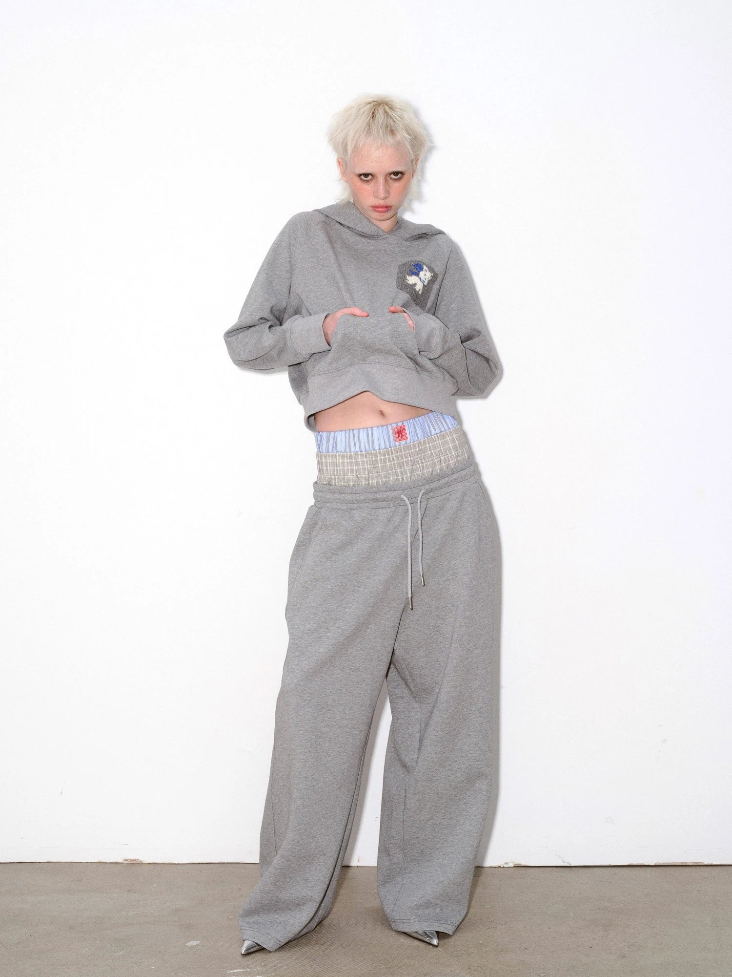 Hooded Sweatshirt With Dog Pocket Heather Gray