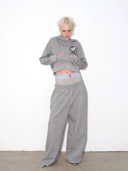 Hooded Sweatshirt With Dog Pocket Heather Gray