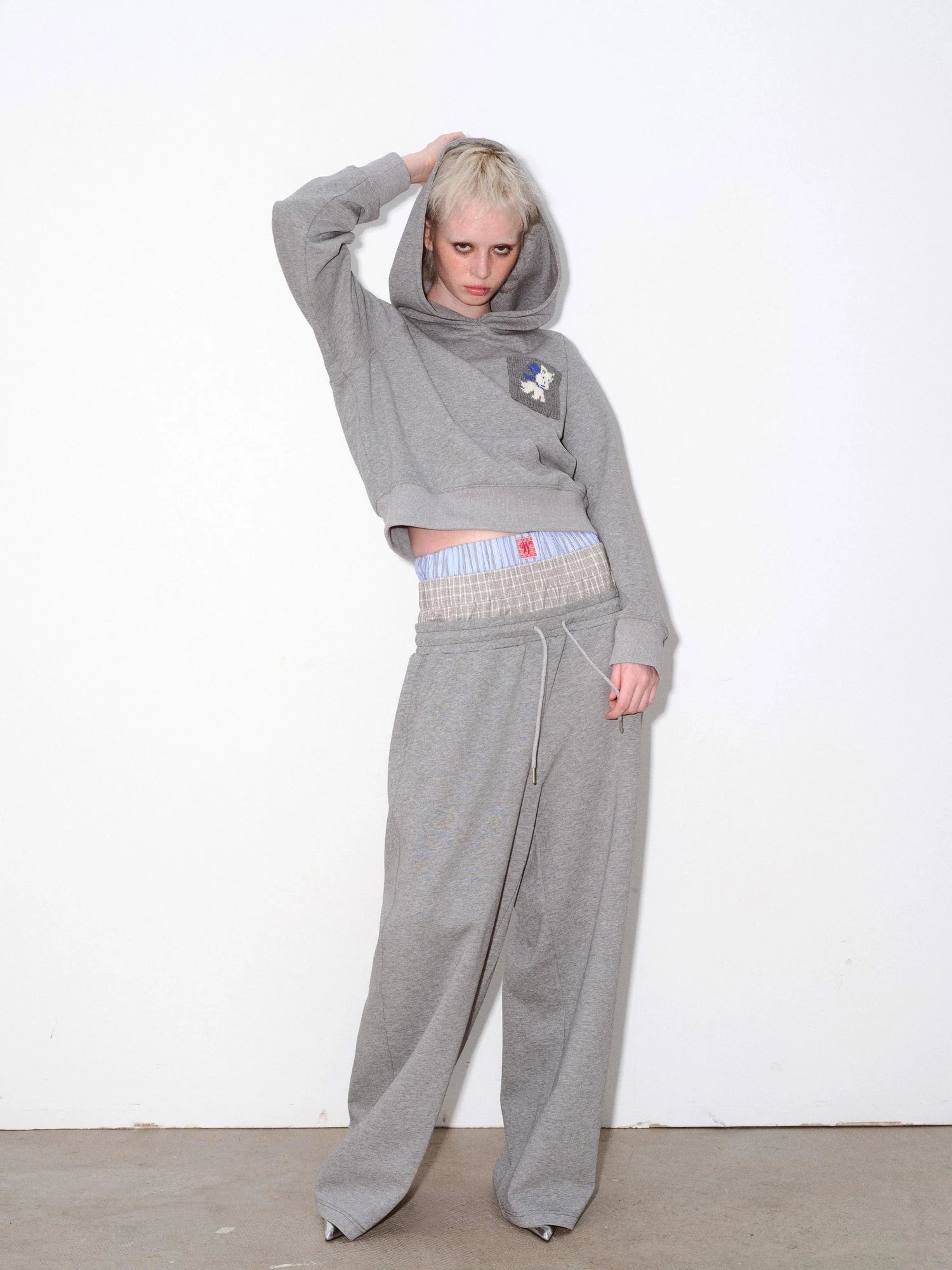 Hooded Sweatshirt With Dog Pocket Heather Gray