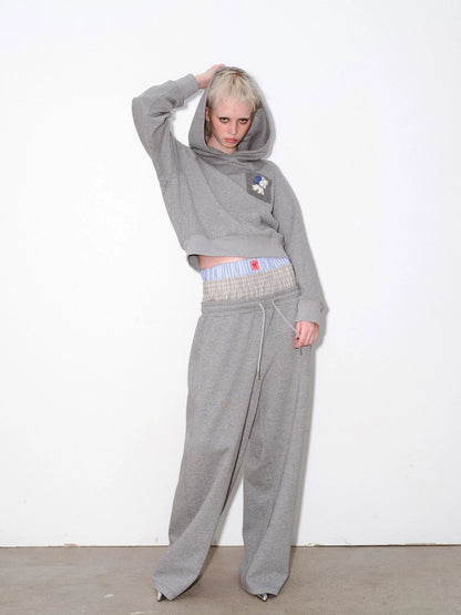 Hooded Sweatshirt With Dog Pocket Heather Gray