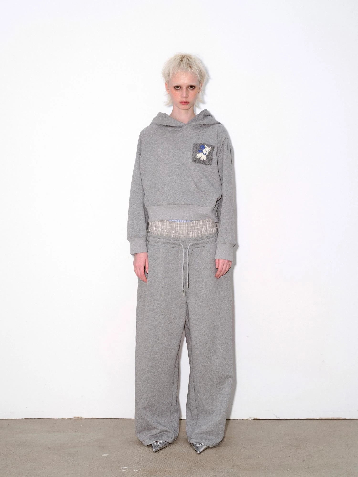 Hooded Sweatshirt With Dog Pocket Heather Gray