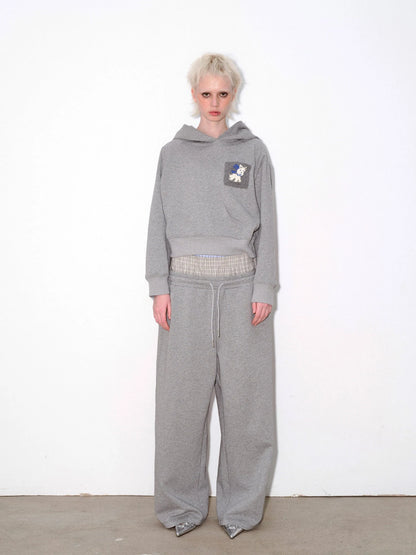 Hooded Sweatshirt With Dog Pocket Heather Gray