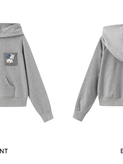 Hooded Sweatshirt With Dog Pocket Heather Gray
