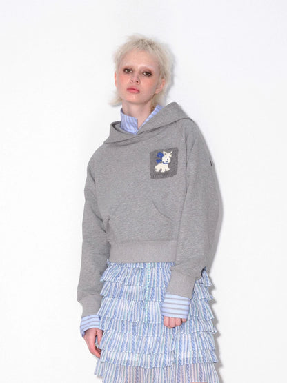 Hooded Sweatshirt With Dog Pocket Heather Gray