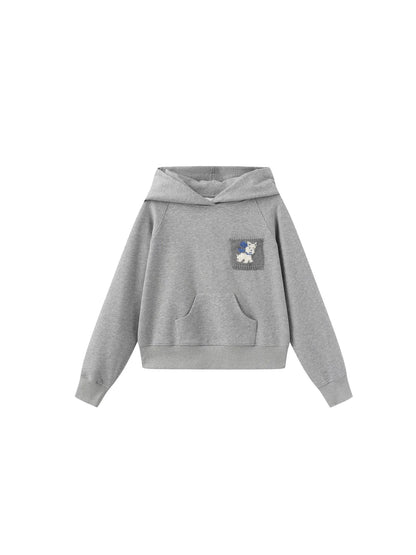 Hooded Sweatshirt With Dog Pocket Heather Gray