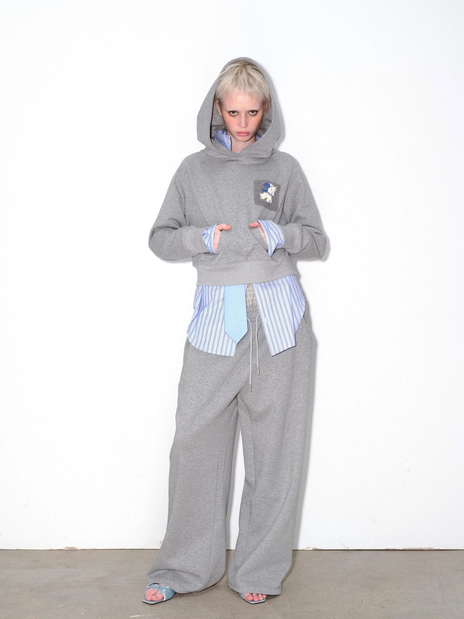 Hooded Sweatshirt With Dog Pocket Heather Gray