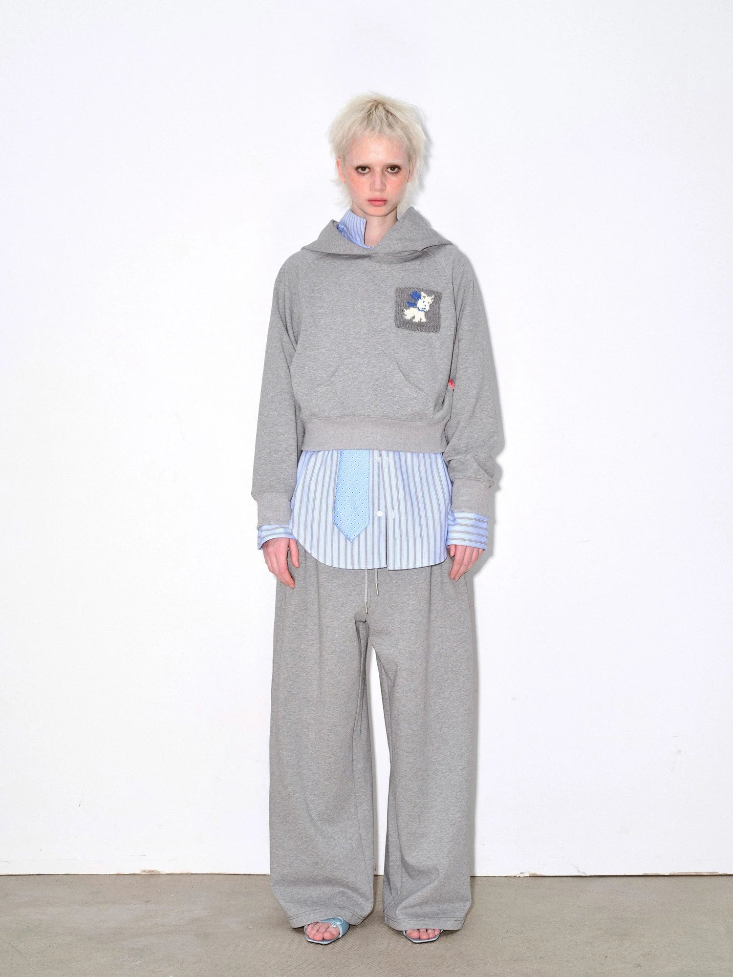 Hooded Sweatshirt With Dog Pocket Heather Gray