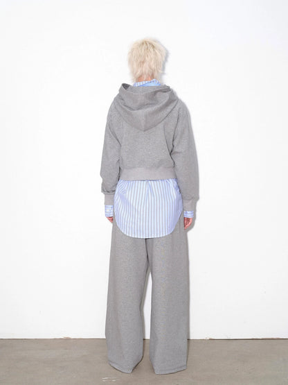 Hooded Sweatshirt With Dog Pocket Heather Gray