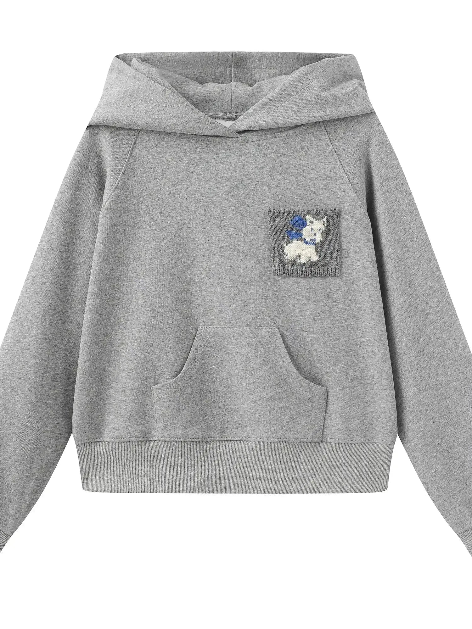Hooded Sweatshirt With Dog Pocket Heather Gray