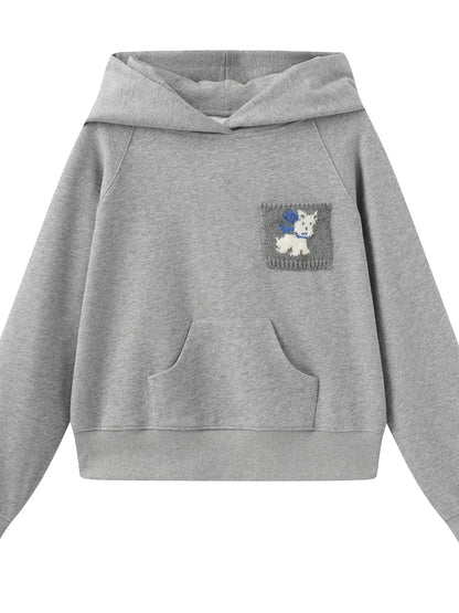 Hooded Sweatshirt With Dog Pocket Heather Gray