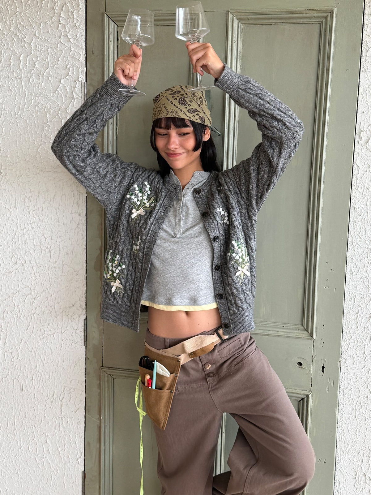 wii_wil_Lily_Of_The_Valley_Embroidery_Beaded_Grey_Cable_Knit_Women&