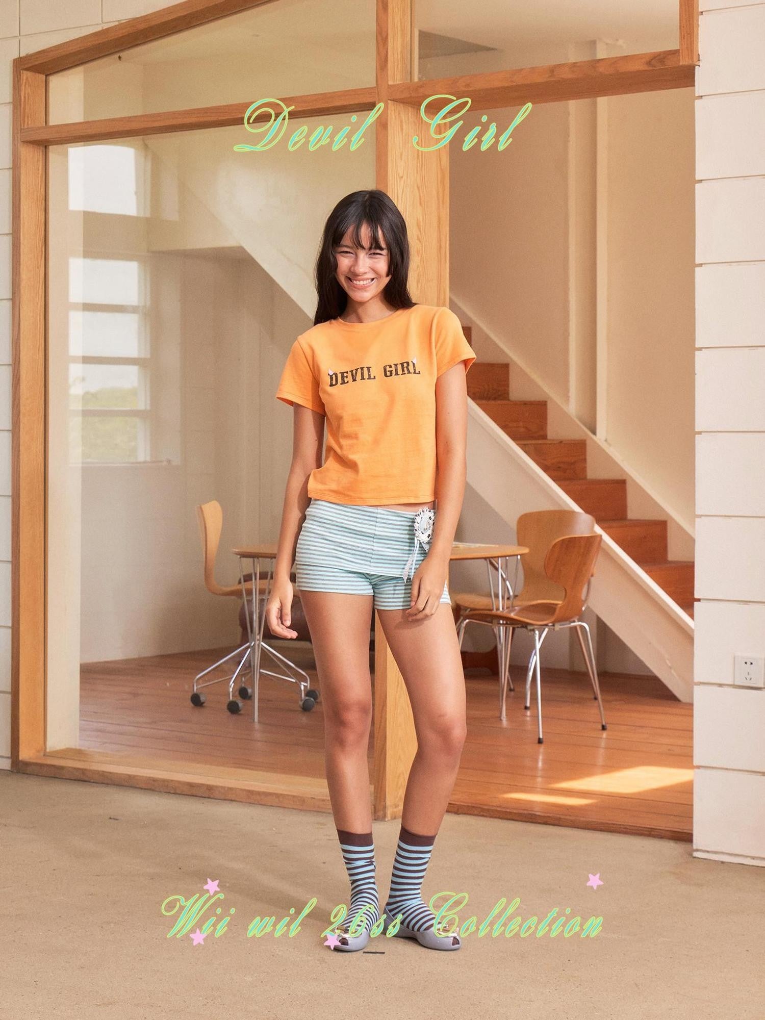 wii wil Mint Green Devil Girl Lettering Women&