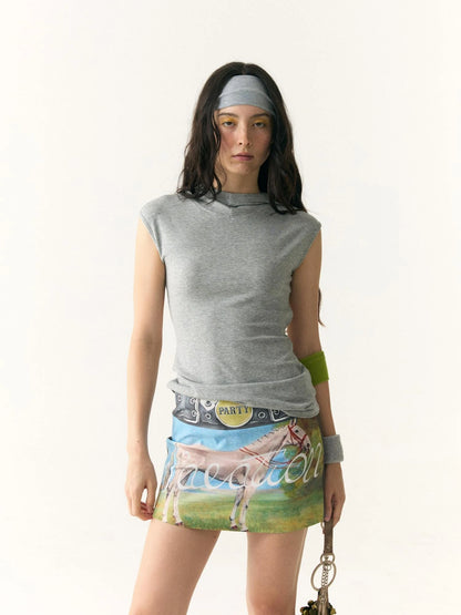 Modal Hooded Backless Stretch T-shirt
