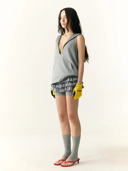 Multilayer Lace Hem Yoga Leggings With Tiered Skirt