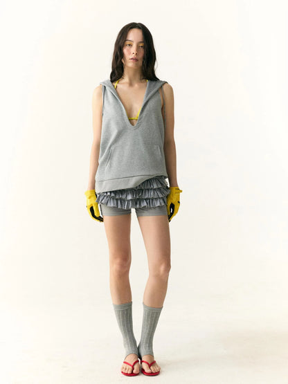 Multilayer Lace Hem Yoga Leggings With Tiered Skirt