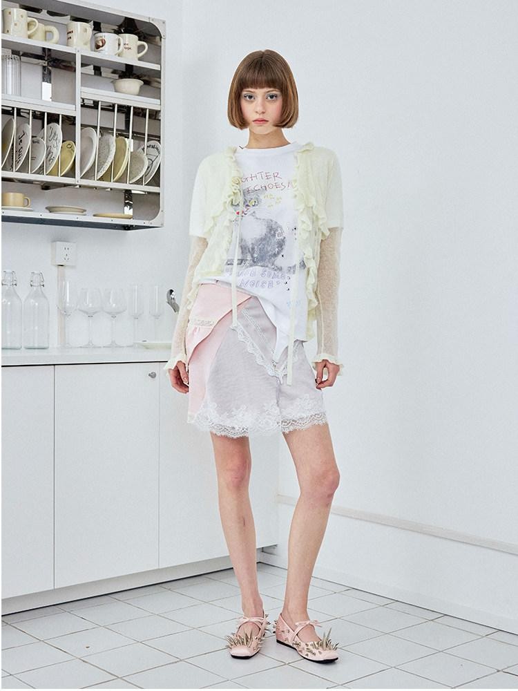 wii wil Pale Lilac Reversible Deconstructed Strappy Lace Trim Women&