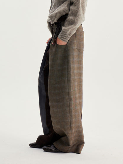 wii wil Plaid Patchwork Curved Leg Cleanfit Women&