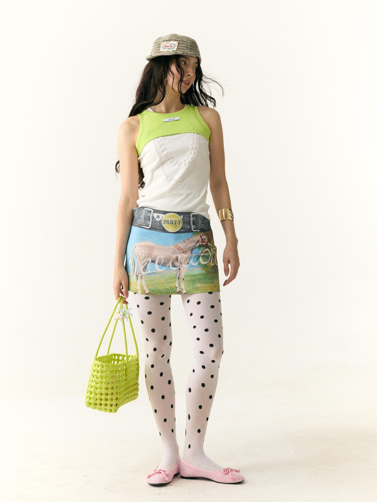 wii wil Printed A Line Mid Waist Women&
