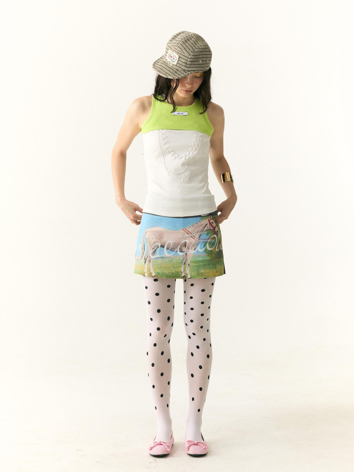 wii wil Printed A Line Mid Waist Women&
