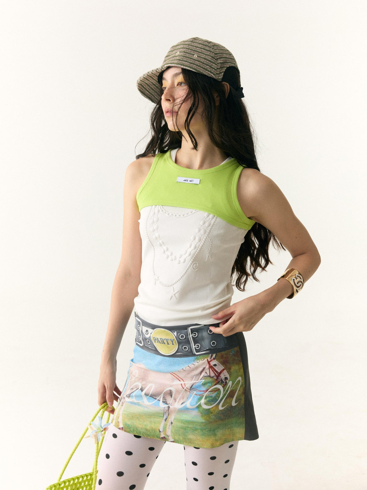 wii wil Printed A Line Mid Waist Women&