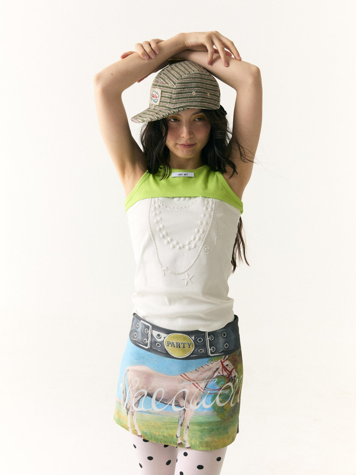 wii wil Printed A Line Mid Waist Women&