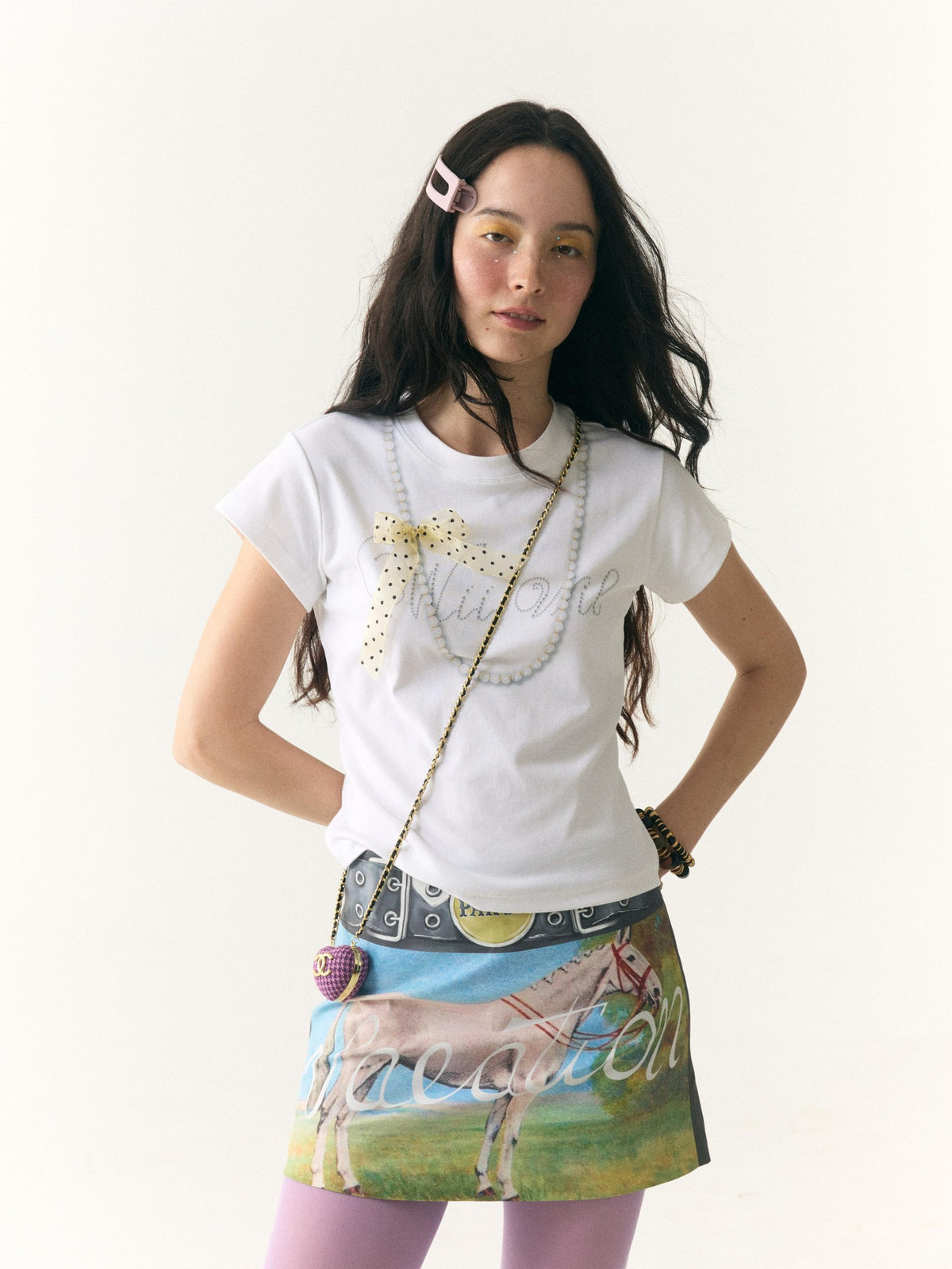 wii wil Printed A Line Mid Waist Women&